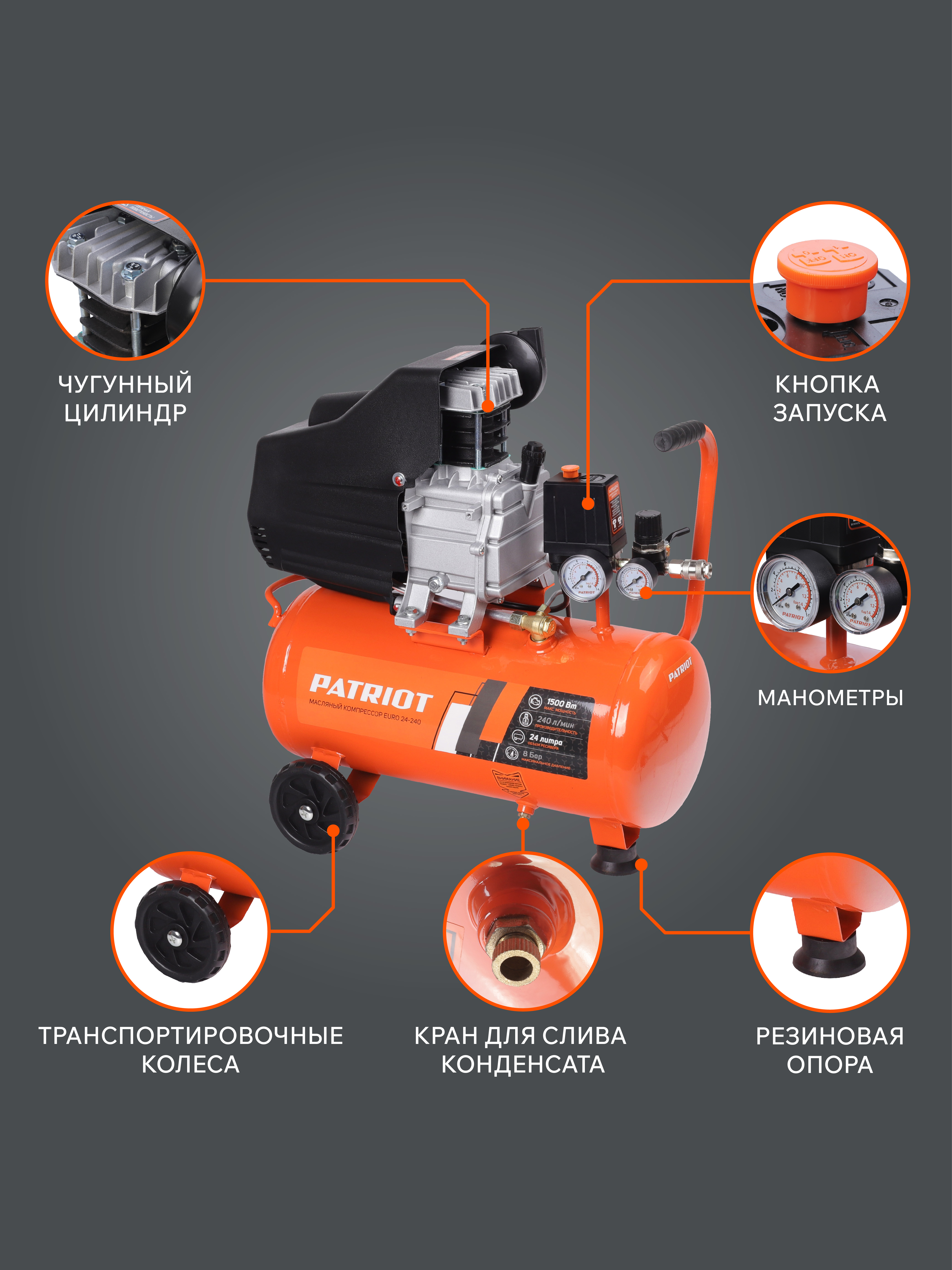 Поршневой компрессор PATRIOT EURO 24-240